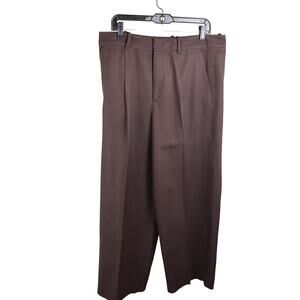 Madewell Slouchy Straight Pants Brown Size 12 Lyocell Linen Blend Wide Leg